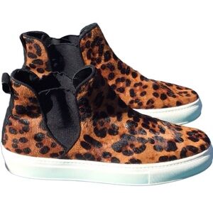 ZARA Leopard Calf Hair High Top SNEAKERS BOOTIES  Size  37 AUTHENTIC Size US 7